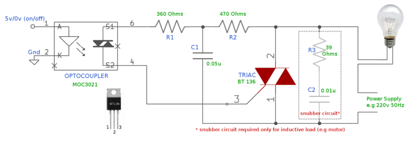 traic switch to control high voltage devices, circuit diagram 